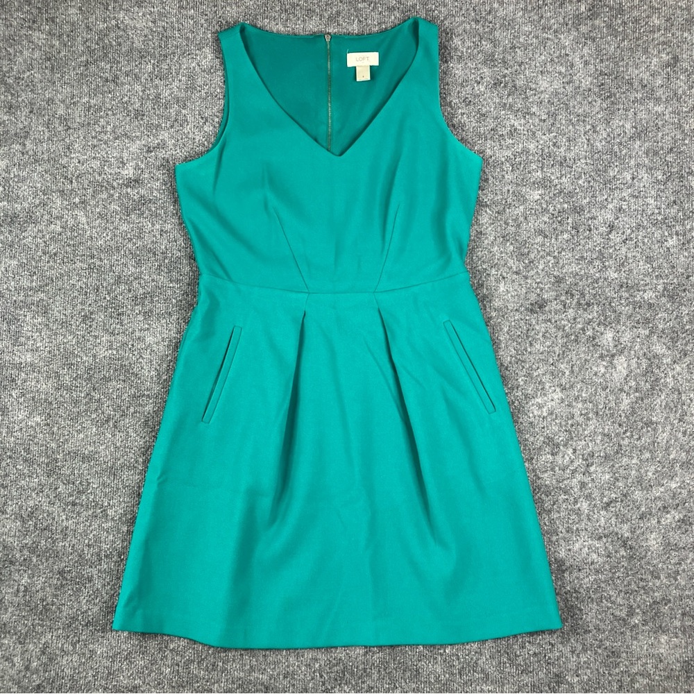 LOFT Teal V-Neck Mini Dress